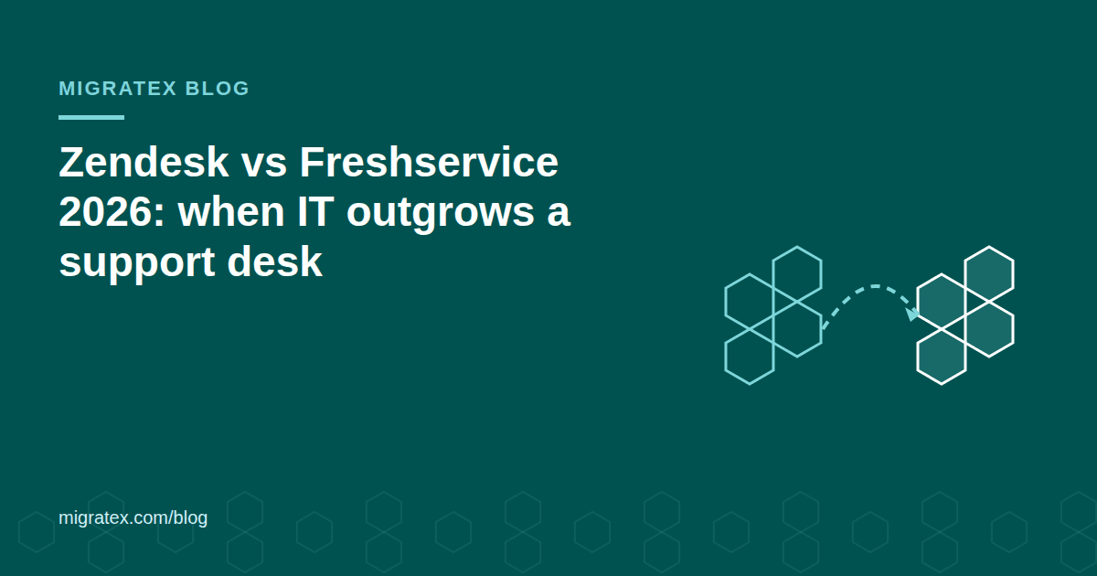 Zendesk vs Freshservice 2026: an internal IT support desk comparing a customer service help desk with an ITSM service desk