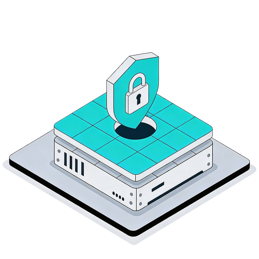 MigrateX security: shield with lock representing end-to-end encryption